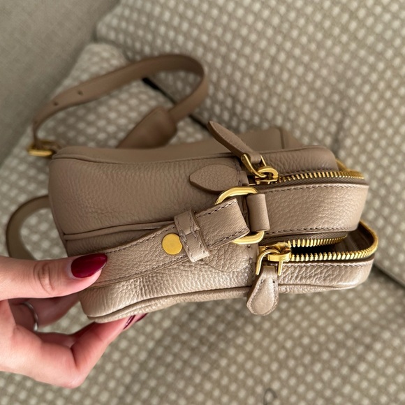 Prada Beige Vitello Phenix Leather Double Zip Crossbody Bag - Picture 5 of 10